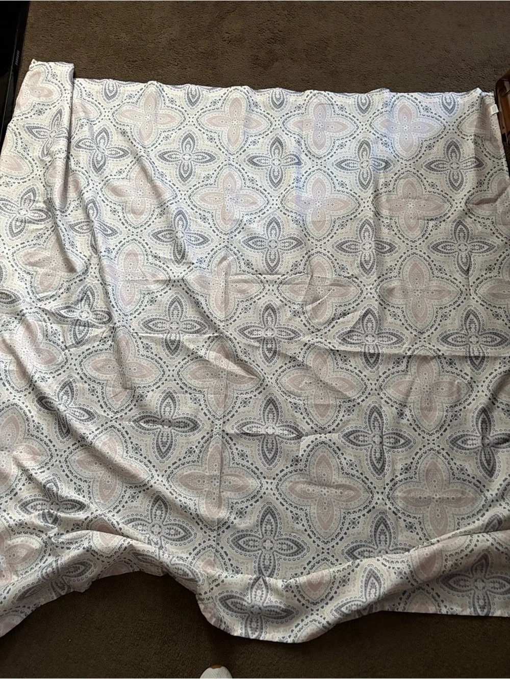 Paisley Medallion Shower Curtain — Cream with Blush and Gray